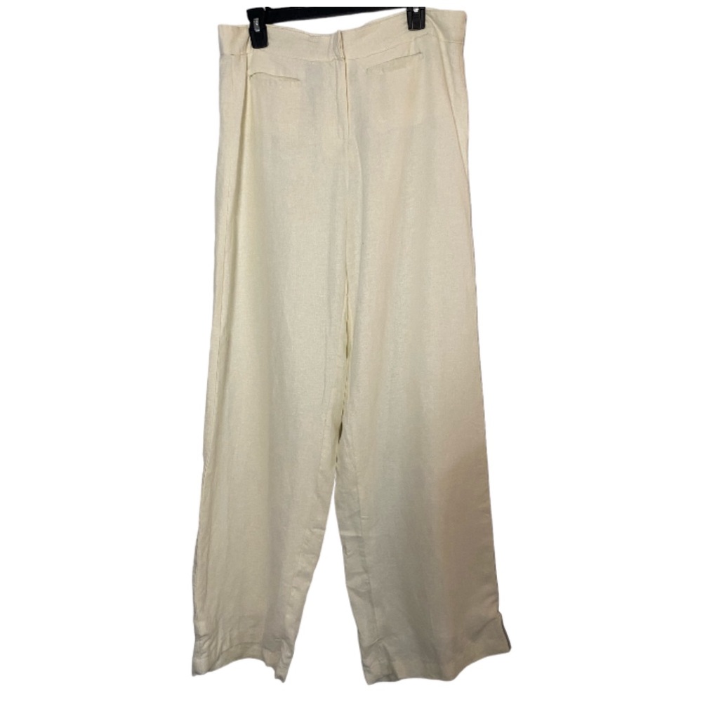 Chadwicks Linen Blend Trousers Pants Size 12 Ivory Front Pockets Comfortable